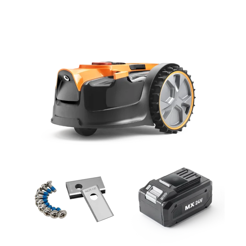 LawnMaster OcuMow® DM16-400 Plus Power Kit | MX 24V Drop and Mow Robotic Lawnmower-With Spare Battery & Blades