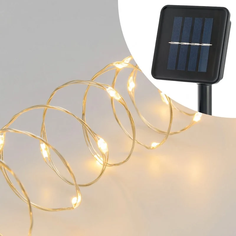 Catena solare 20 m con 200 MicroLED luce calda
