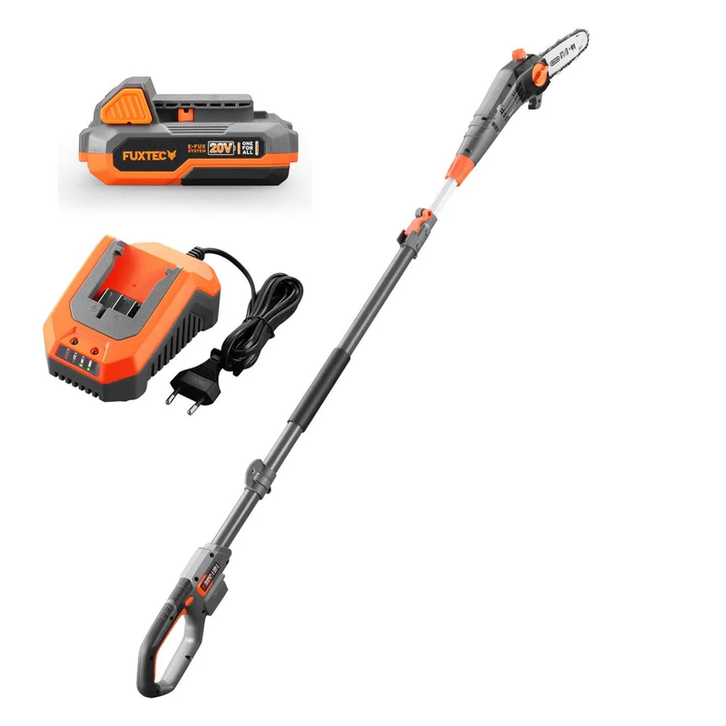B-WARE Potatore telescopico motosega a batteria 20V E1HE20 FUXTEC con batteria e caricatore