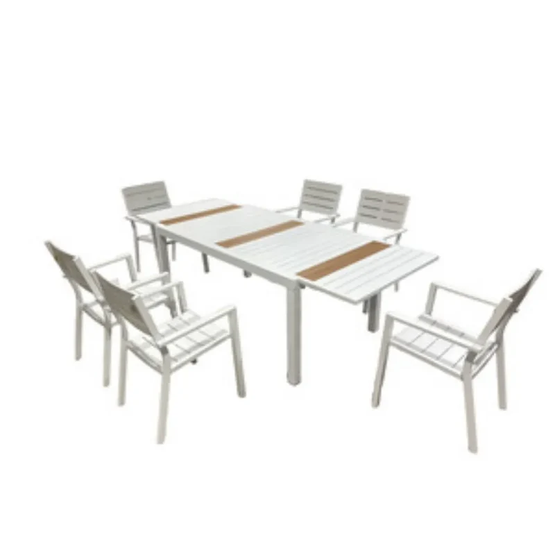 Set Tavolo Estensibile con 6 Sedie Alu Ice