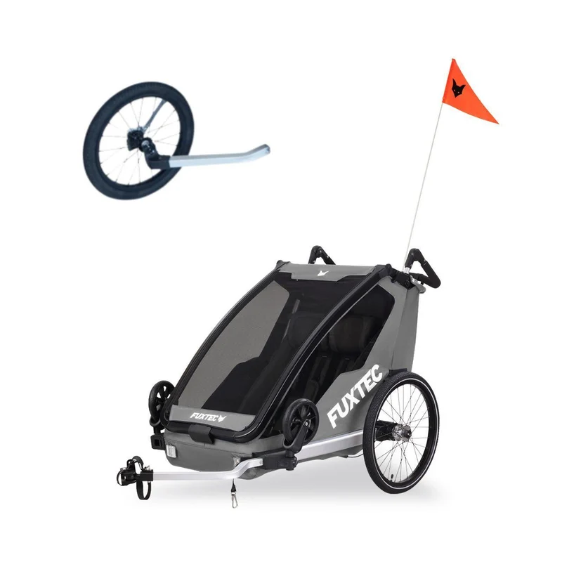FUXTEC rimorchio per bicicletta/jogger FX-FA1-SET-GRAY con ruota jogger