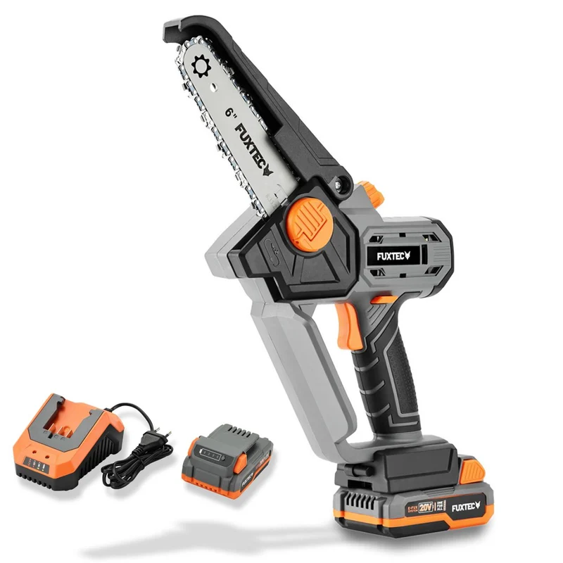 B-WARE Set Mini motosega / potatore a Batteria FUXTEC 20V E1HAS20SET con Batteria e caricatore