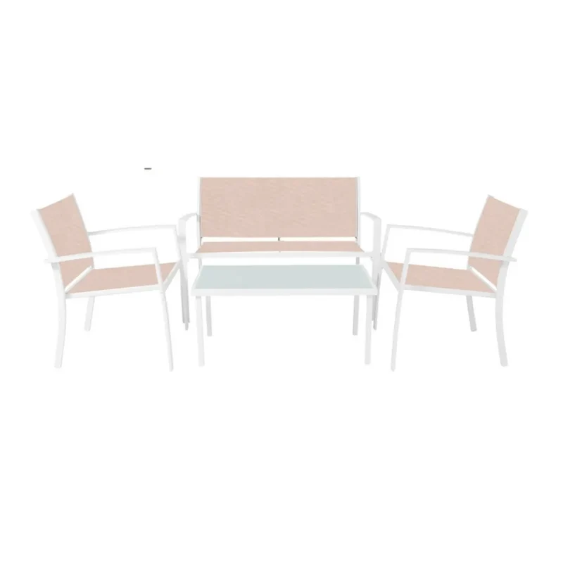 Salotto da Giardino Santiago 4 Pezzi in Acciaio e Textilene | Aprovitola Store