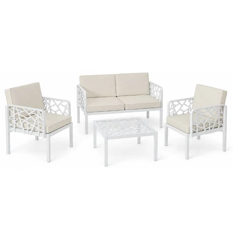 Salotto da Giardino 4 Posti Effetto Rattan con Tavolino in Vetro | Aprovitola Store