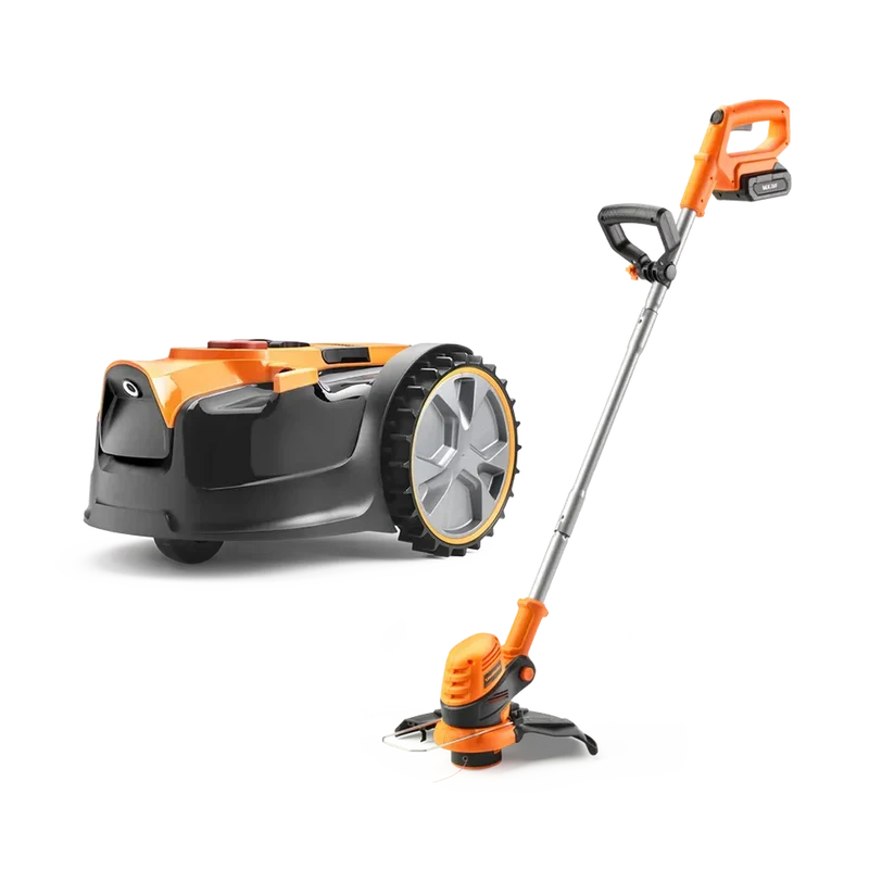 LawnMaster OcuMow® DM16-300 | MX 24V Drop and Mow Robotic Lawnmower and Cordless Grass Trimmer Set