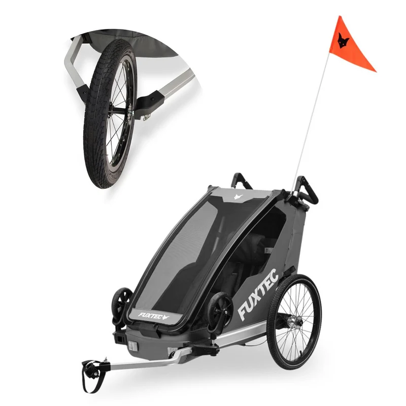 Rimorchio per bici FUXTEC FX-FA1S grigio con ruota jogger