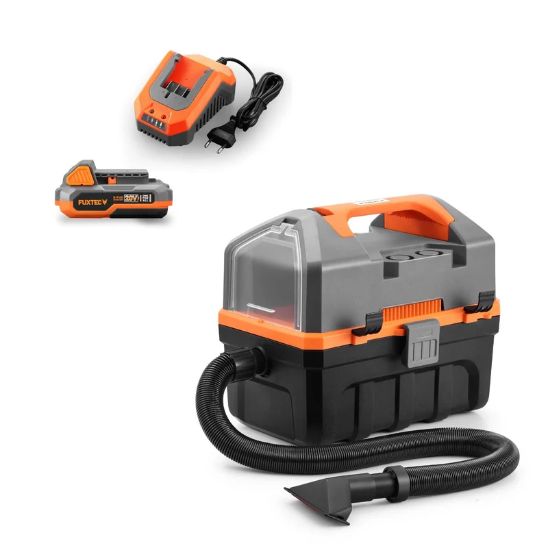 B-WARE Set Aspirapolvere a Batteria FUXTEC FX-E1VC20 per Pulizia a Secco e Umido Con Batteria e caricatore