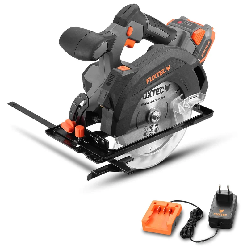 B-WARE Sega circolare manuale a batteria FUXTEC 20V FX-E1CS20 SET con 1 x batteria 4Ah, 1 x caricatore 1A