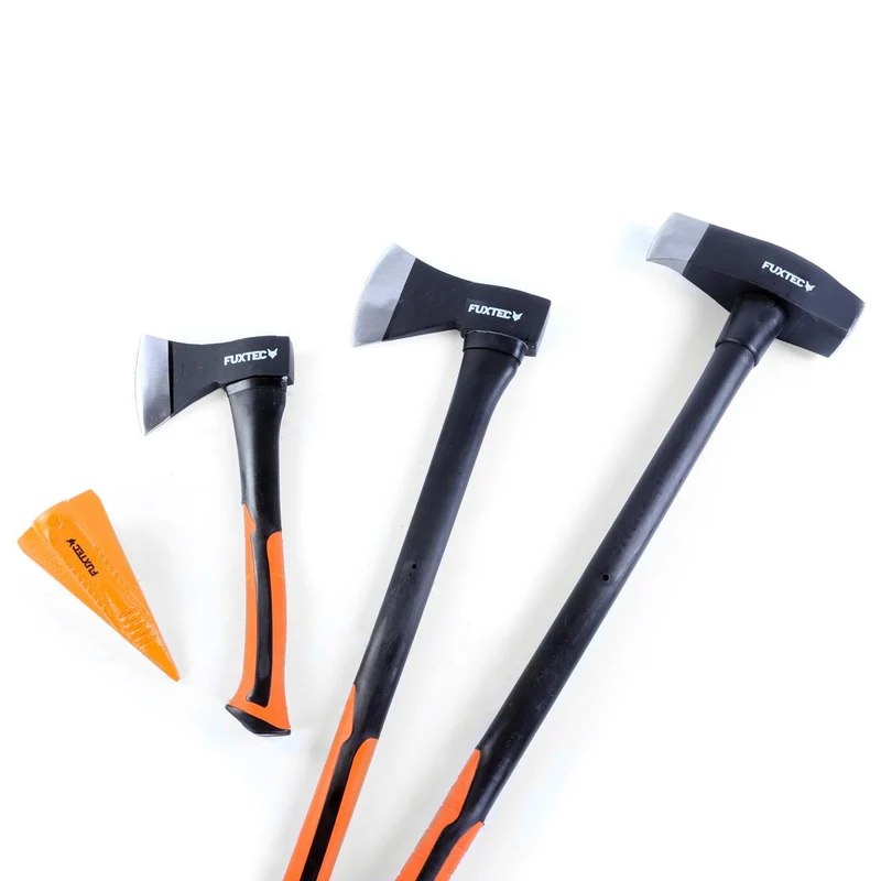 B-WARE Set di asce - accette - scure 4 pezzi + cuneo / granata spaccalegna FUXTEC