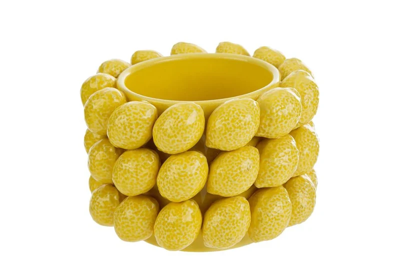 Vaso in ceramica con limoni in rilievo