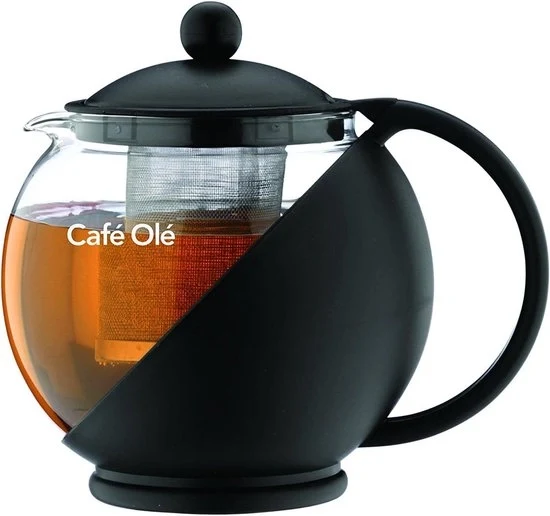 Teiera in vetro con infusore - 1,2 litri - nero - pro teiera a infusione