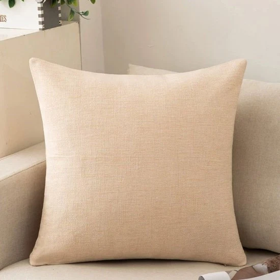 Pacco di 2 cuscini per divano, accoglienti cuscini in cotone e lino per divano, divano letto, salotto, casa, copri cuscini lisci (50*50cm) - Bianco sporco