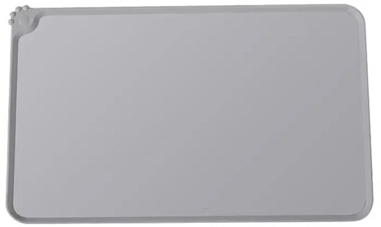 Mat di silicio per animali domestici, bordi elevati per prevenire spremitura, facile da pulire, piastra antiscivolo per cani e gatti per evitare rifiuti dai mangiatoio e dalle fonti d'acqua sul pavimento (48*30cm) - Grigio chiaro