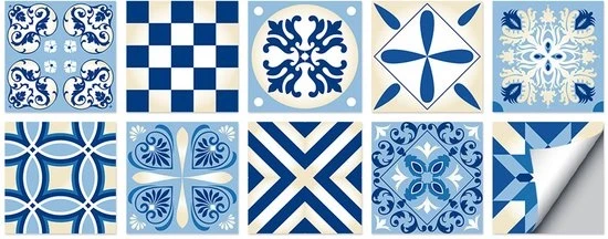 Set di 10 adesivi per piastrelle autoadesivi 10 x 10 cm decorazione per parete adesivi per piastrelle acqua-resistenti per PVC per parete decorativa oleoresistente per cucina, adatti per soggiorno, cucina, bagno, decorazione.