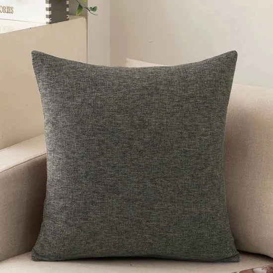 Pacchetto di 2 coprifuoco per divano, soffici guanciali di cotone e lino per divano, divano letto, salotto, casa, coprispalliera liscia (50*70cm) - Grigio scuro