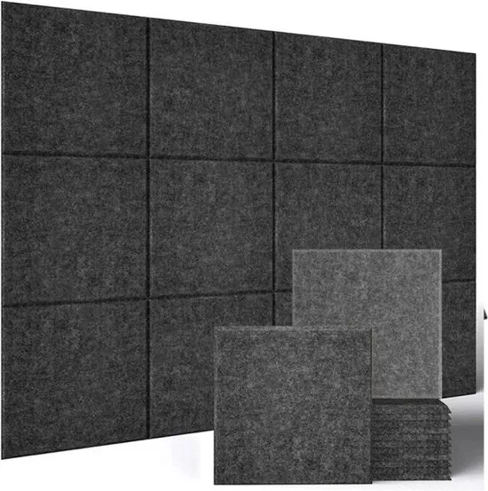 12 pezzi 30*30cm Tavolo di velluto, adesivi per parete, display, grande alternativa al tabellone per ufficio - Tegoli di velluto per pareti ufficio, tabellone da parete, tabellone - grigio scuro