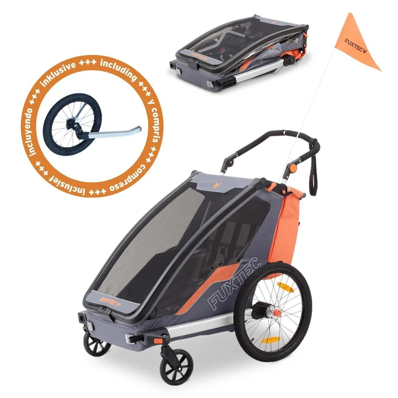Rimorchio per Biciclette FUXTEC e Jogger Sportfux FX-FA1 con Ruota da Jogging inclusa