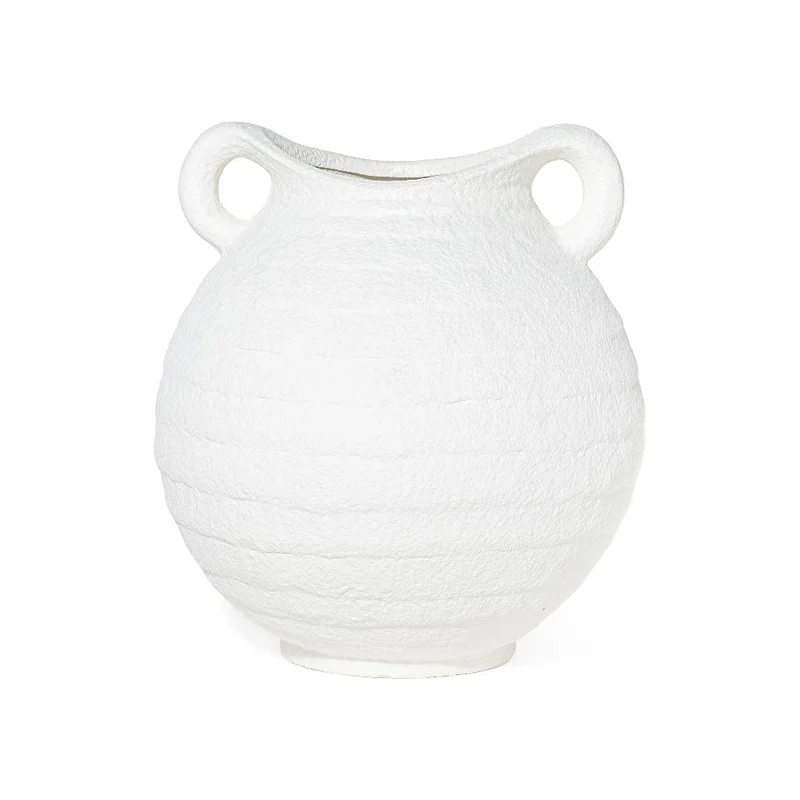 Vaso bianco in terracotta con manici H26,5cm