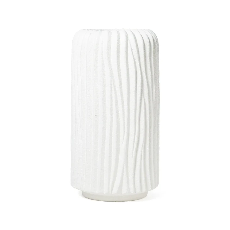 Vaso cilindrico bianco in terracotta H.29CM