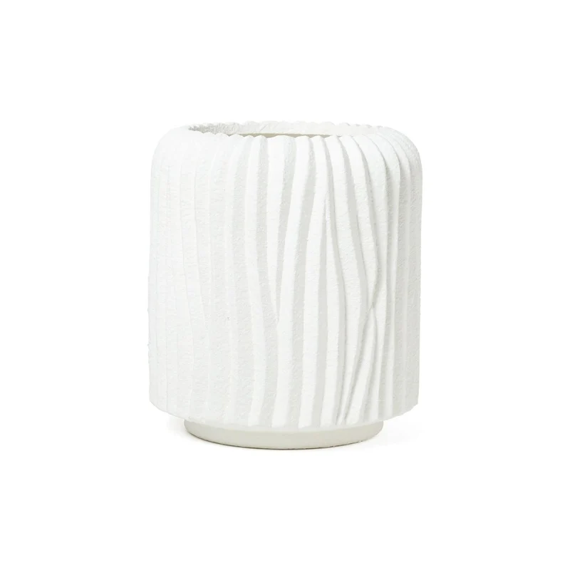 Vaso bianco ondulato terracotta H.21CM