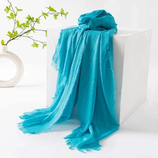 Sjaal per donna, protezione solare, ombrello, grande sjaal leggero per donna in tessuto di rete, 190*100cm, colore Oceano blu.