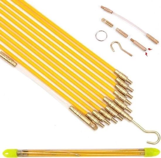Set di manubri elettrici - Fibra ottica - Visband - Kit di visband con connessione - Grappino - Facile da utilizzare - Manubrio - Adatto per la pesca - Rosso/nero - Set da 10, 83 metri