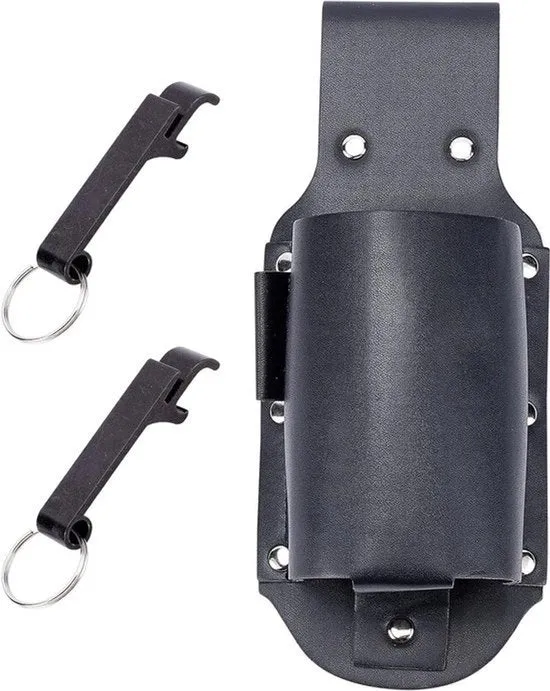 Porta birra - Riem per bottiglie - Accessorio utile - Nero - Opener per bottiglie - Portatile - Adatto per feste - Metallo marrone.