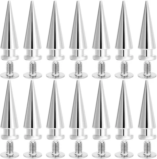 Set di chiodi a spillo metallici 20mm in acciaio argentato - 30 set - per artigianato DIY - per abbigliamento e scarpe in pelle