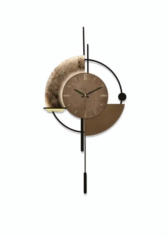 Ora Facile da Appendere con Motore a Quarzo Giapponese – Design Moderno in Legno e Metallo – Decorazione da Muro Analogica per Salotto, Cucina e Ufficio ( Batterie AA, non incluse)