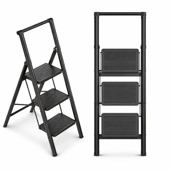 Scale a Porta con Pedali Antiscivolo – Passo Ampio, 2–4 Gradini, Massimo 270 kg – Per Casa, Cucina e Ufficio