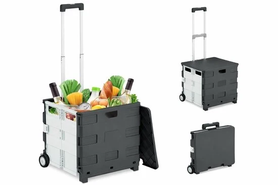 Carrello per spesa Ripiegabile fino a 35 kg – Carrello con 4 Ruote – Box di trasporto Opportuna – Maniglia in Alluminio Regolabile – Carrello per spesa per Shopping, Viaggi & Ufficio
