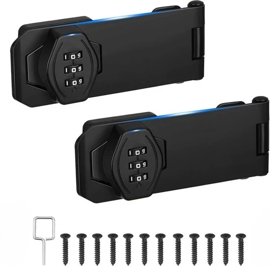 Cassetta a doppia porta, meccanismo a serraggio rotante, dispositivo di sicurezza a scorrimento per piccole porte, armadi, porte di scuderia, bagni, esterni, giardino (10 cm) - nero - 10 cm