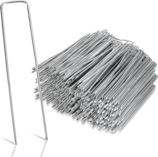 500 Stuks - 15x2.5cm - Anker per terra in acciaio zincato - Ø2.8mm - Muffa - per fissaggio di telo di protezione, telo di giardino, recinzione, erba sintetica, coperture - anker terra a U stabile