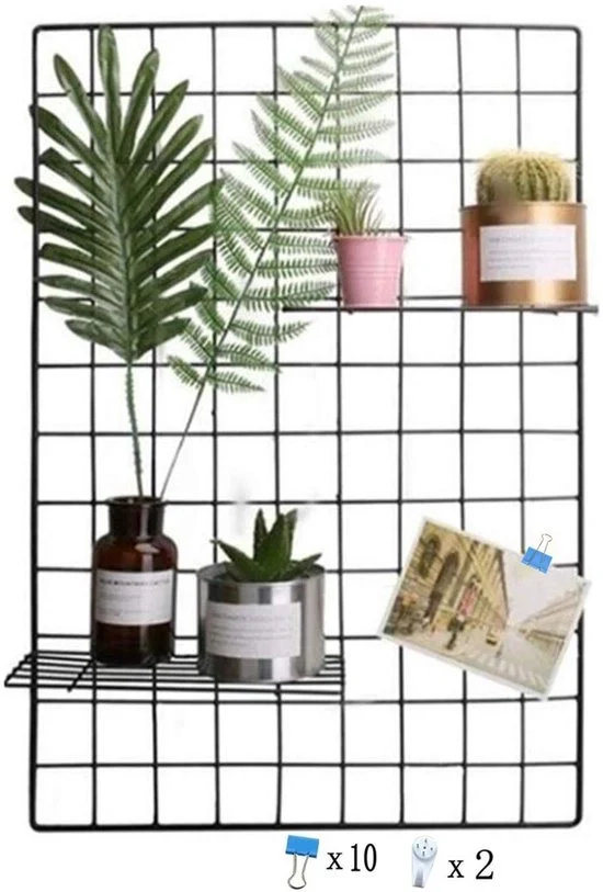 Rostello metallico per la parete fotografia decorazione plaid creativa nota alla parete appesa in casa, cucina, ufficio ecc. (nero, 65 * 45 cm) / Fai da te (Prodotto aggiornato)