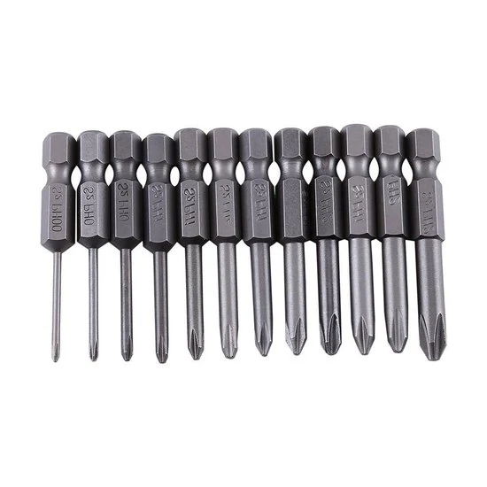 Set di Bit di Trasmissione Magnetica a Lame a Sfera PH00 con Asta a 1/4 Pollici, 12 pezzi, 50mm di Lunghezza