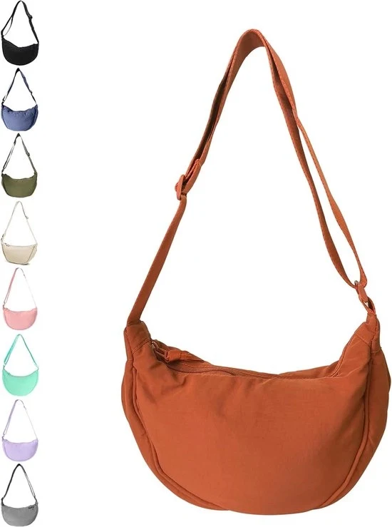 Borsa a forma di mezza luna in nylon per donne - versatilità - 1 pezzo - nero - nylon
