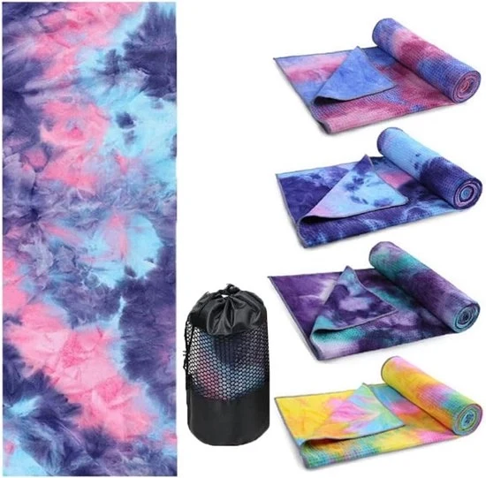 Asciugamano per Yoga - Disegno Tie-Die - Asciugamano per Yoga Antiscivolo con Punti di Grip - Asciuga velocemente - Asciugamano per Yoga Microfibra Super morbido con Tasca - Ideale per Yoga Hot con antiscivolo