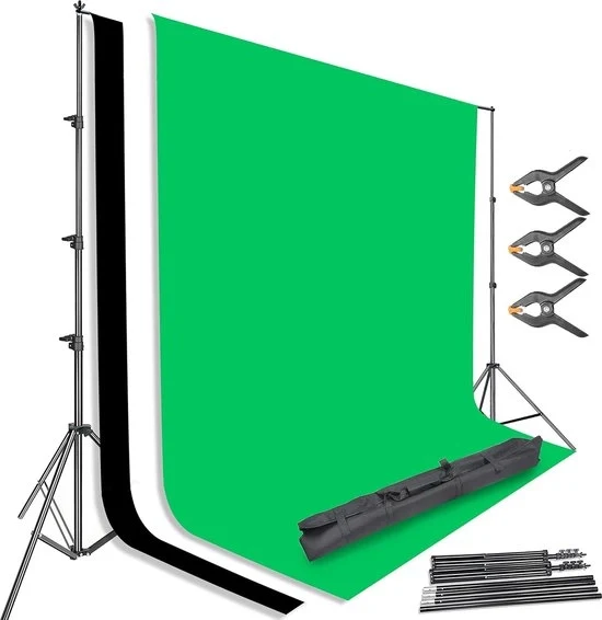 Crea Perfecte Immagini con il Sistema di Supporto per Sfondo da 2,6m x 3m - Completo con 3 Colori Sfondi da 1,8m x 3m per Fotografia di Prodotto, Ritratti e Riprese Video.