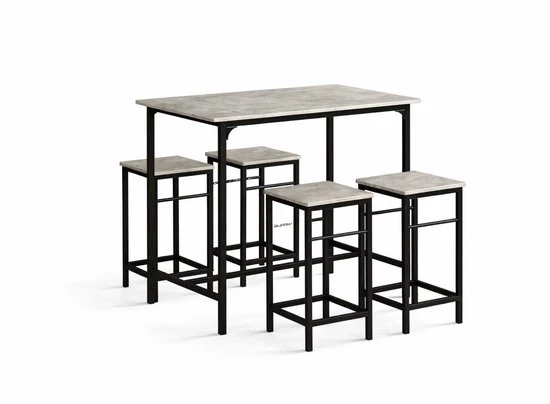 Set da Cucina con 4 Sedili - Set di Cucina Industriale per Cucina e Sala da Pranzo - Tavolo da Pranzo Alto con Sedili - Set da Pranzo Compatto per Spazi Chiusi Modello: Dimensioni: Peso: Materiali: Colore: Compatibilità: