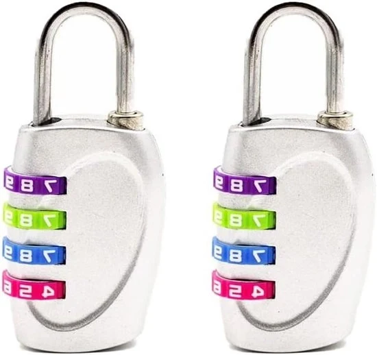 Sistema di chiusura a 4 cifre 2-pack con combinazione e maniglia di chiusura per valigia/scatola/cassettino (argento)