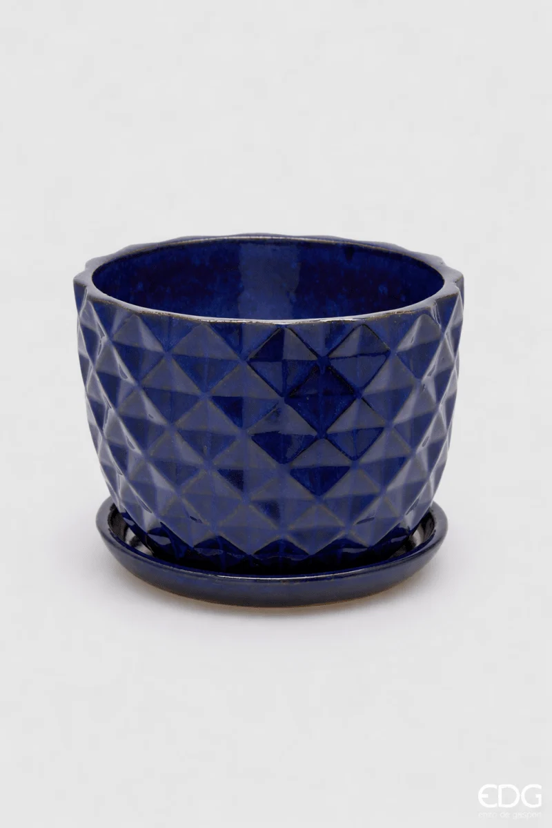 Vaso cachepot con rombi Blu | EDG