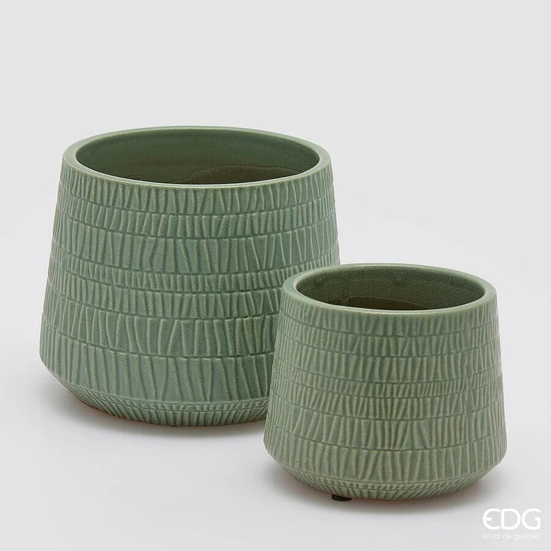 Vaso cachepot effetto graffiato salvia | EDG