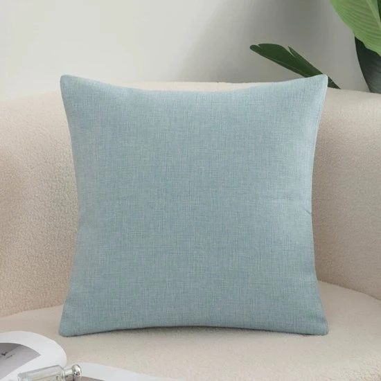 Pacco di 2 coprispalla, soffici cuscini in cotone e lino per divano, divano letto, salotto, casa, coprispalla lisci (40*60cm) - Blu chiaro