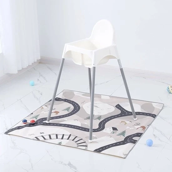 Mat di protezione per sotto il seggiolino per bambini, protezione antiscivolo e impermeabile, asciugabile, mat per seggiolino per bambini, 130*130cm, 51 pollici, mat di protezione per tavola da baby e seggiolino per bambini, bosco, modello universale