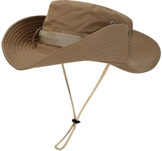 Cappello da sole, protezione respiatoria Cappello da pesca Larga fascia Cappello da safari Cappello a rete respirante per campeggio, escursioni, viaggi - Khaki