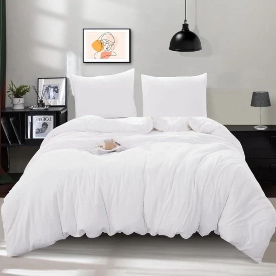 Duvet con chiusura a cerniera 220 x 240 cm - 3 pezzi di coperta da letto - morbida e soffice - 2 cuscini 80 x 80 cm - bianco - coperta da letto per l'intero anno 240 x 220 cotone