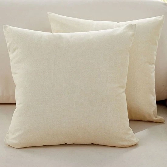 Set di cuscini per divani - Pacchetto da 2 - Cuscini di lino fine - Cuscini comodi per decorazione - Copri cuscini moderni decorativi - Per divano Soggiorno Divano Terrazza - 55x55cm - Beige