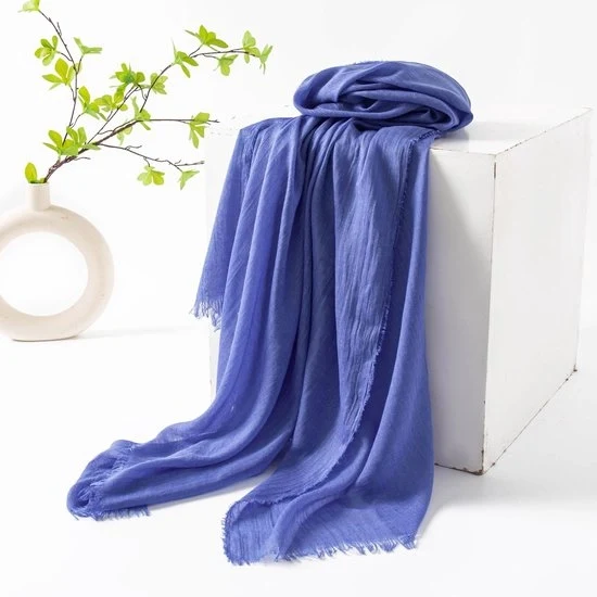 Sjaal per donna, protezione solare, grande ombrello, luce leggera, tessuto di cotone, misura 190x100cm, colore blu e viola