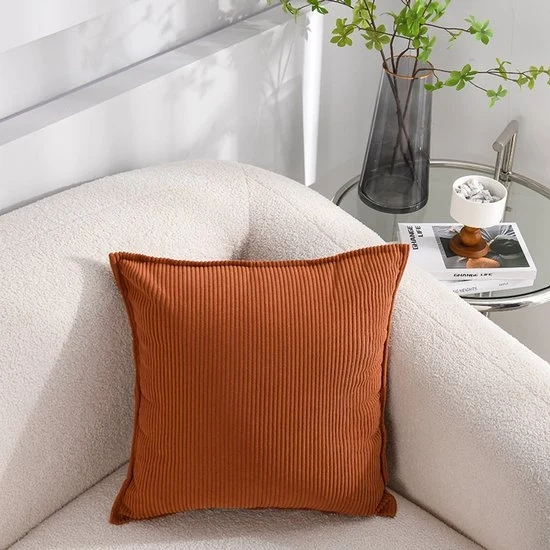 2-Pack coppe di corduroy morbide - coppe di corduroy a strisce - coppe decorative - per divano, auto, terrazza, camera da letto, salotto - 40x40cm - Arancione