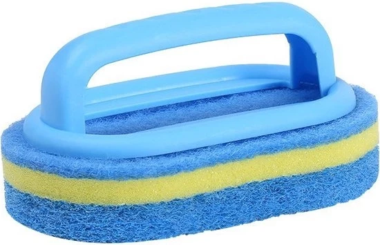 Spongia di Pulizia con Manico per - Cucina Bagno - Spazzolone Portatile per Scopa - Spongia Multifunzionale per Cucina Pulizia e Asciugatura - 14x9x7CM - Blu